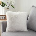 thumbnail image 4 of Juego de 2 fundas de cojín de piel de lujo YONGSHENG sofá decorativo cama para El hogar dormitorio Funda de almohada decorativa de felpa súper suave 40x40cm 16x16 pulgadas blanco, 4 of 5