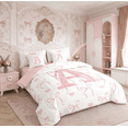 thumbnail image 3 of Erosebridal Pink Bowknot Bed in a Bag Twin size, Initial A Letter Bed Set, Cartoon Love Decor, Reversible 7pcs, 3 of 8