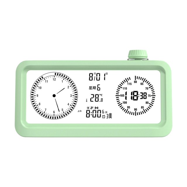 Temporizador visual del reloj despertador Reloj PRÁCTICO PRÁCTICO Portable Ligero Portable 3 Niveles Brillo con temperatura para la sala de estudio de Verde