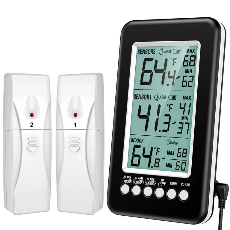 Indoor Outdoor Thermometer with Audible Alarm Temperature Gauge