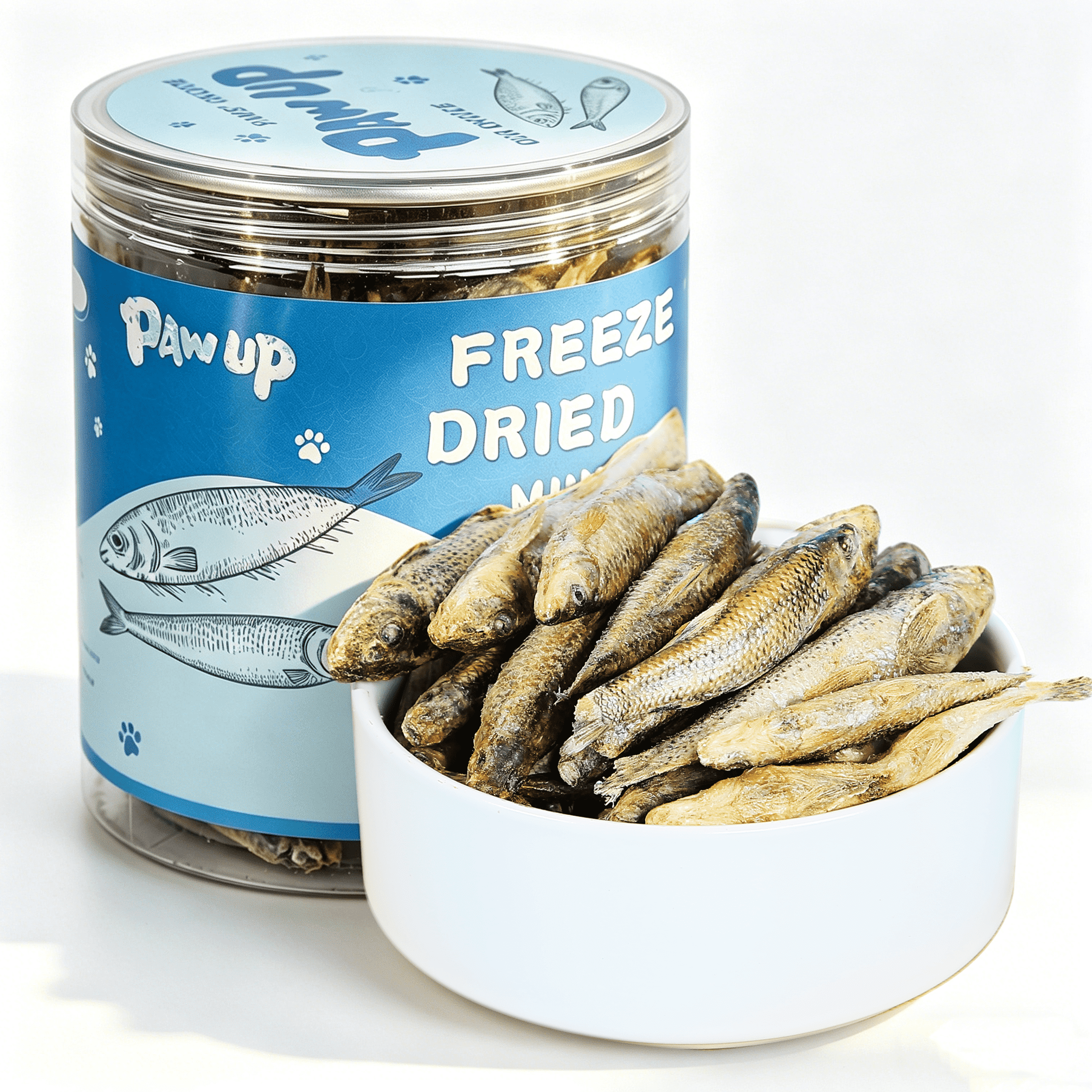 (2 pack) PAWUP Freeze Dried Minnows Dog Treats for Small Medium Large Cats and Dogs, Single Ingredient, Grain Free, Rich in Omega 3 Dog Training Treats, 2.9oz