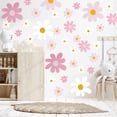thumbnail image 4 of Daisy Wall Decal Flower Wall Sticker Cute Daisy Sticker Pink White Flower Decal Peel and Stick Floral Wallpaper for Nursery Bedroom Home Decor 12 Sheets Pink, 4 of 4