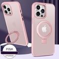 thumbnail image 2 of Compatible with iPhone 15 Pro Max Case with Ring Stand 180° Rotatable Magnetic Kickstand Invisible Holder Frosted Translucent Fashion Luxury Protection Shockproof Case for Women Girls Man, 2 of 4