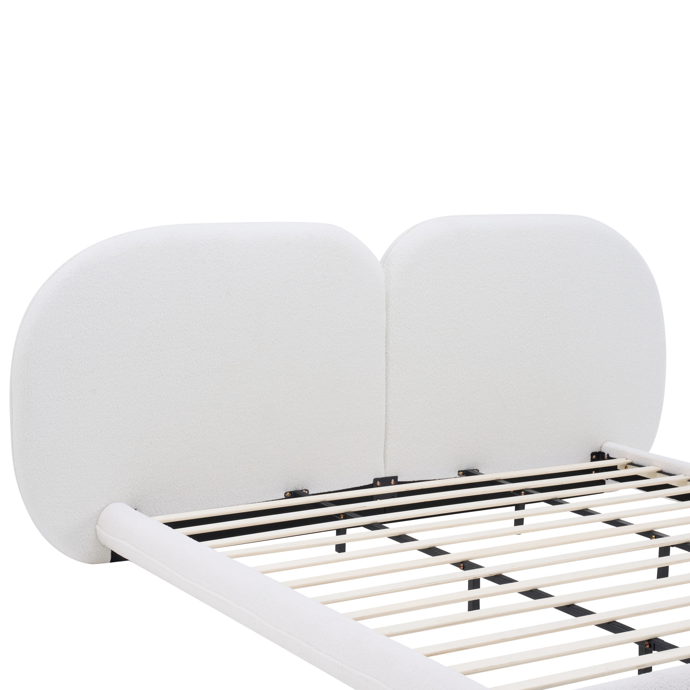 Christopher Knight Home Modern Teddy Fleece Platform Bed Frame with Split Headboard, King, White