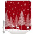 thumbnail image 3 of Polyester Fabric Red Christmas Tree Shower Curtain, Xmas Elk Winter Snowflake, Waterproof Bathtub Curtain Bathroom Decor Set with Hooks 36 x 72 Inches,, 3 of 6