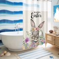 thumbnail image 5 of No Hook Shower Curtain with Built-in Rings - Bunny Happy Easter Washable Waterproof Fabric Bathroom Curtains for Hotel,Rentals, Stall 36 X 72 Inch , Rustic Spring Floral Eggs, 5 of 9