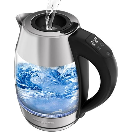 OVENTE Electric Kettle with Digital Temperature Control and Removable Tea Infuser, 1500W Water Heater, 1.7L Double-Wall Insulated Glass, Easy to Fill Lid, Keep Warm Function, and Auto Shut-Off, KD68S