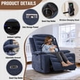 thumbnail image 6 of Holaki Power Recliner Chair, 270° Swivel Recliner with Heat & Lumbar Support, Modern Comfortable Chenille Rocker Recliner Nursery Chair with Smart Cup Holder & Adjustable Armrests for Nursing, Navy, 6 of 11