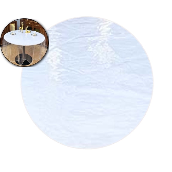 VQPeo Transparent PVC Table Cover, Round Waterproof Tablecloth Protector, Clear Vinyl Table Skirt for Restaurants & Family Gatherings