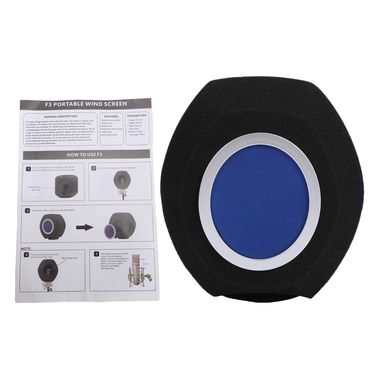 Professional Foam Windscreen Professional Portable Windscreen Foam Cover Mic Pop Filter Studio Acoustic Noise Reduction for Condenser Dynamic Microphones Ideal for Recording and Streaming