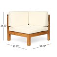 thumbnail image 3 of Elisha Outdoor 9 Piece Acacia Wood Sectional Sofa Set and Coffee Table with Cushions, Teak, Beige, 3 of 9