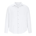 thumbnail image 4 of cllios Men's Guayabera Cuban Linen Shirts Long Sleeve Casual Button Down Shirt for Men Summer Beach Vacation Shirt Tops, 4 of 8