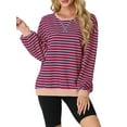 thumbnail image 3 of Cueply Sweatshirt for Women Oversized Striped Long Sleeve Crew Neck Casual Loose Pullover Sweaters Tops, 3 of 7