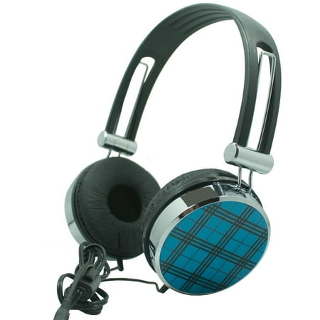 Overhead Mobile - Premium Over-Head Stereo Handsfree Headset Headphones w/ Mic for Vertu Signature Touch,General Mobile GM5, Lenovo P2, Vibe K6, PALM Pixi Plus, Pixi (Blue Pattern) + MND Stylus
