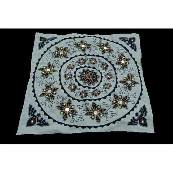 OMTX3126-WBlk Mandala Appliqué Tapisserie Boho pour Décoration Murale - Blanc & Noir