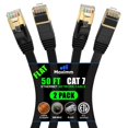 thumbnail image 1 of Cable Ethernet Cat 7 De 50 Pies - Con Un Diseño Plano Que Ahorra Espacio Cable De Conexión Lan De Red De Internet De Alta Velocidad Conectores Rj45 - 50 Pies Negro Paquete De 2 - Perfecto Para Transmi, 1 of 1