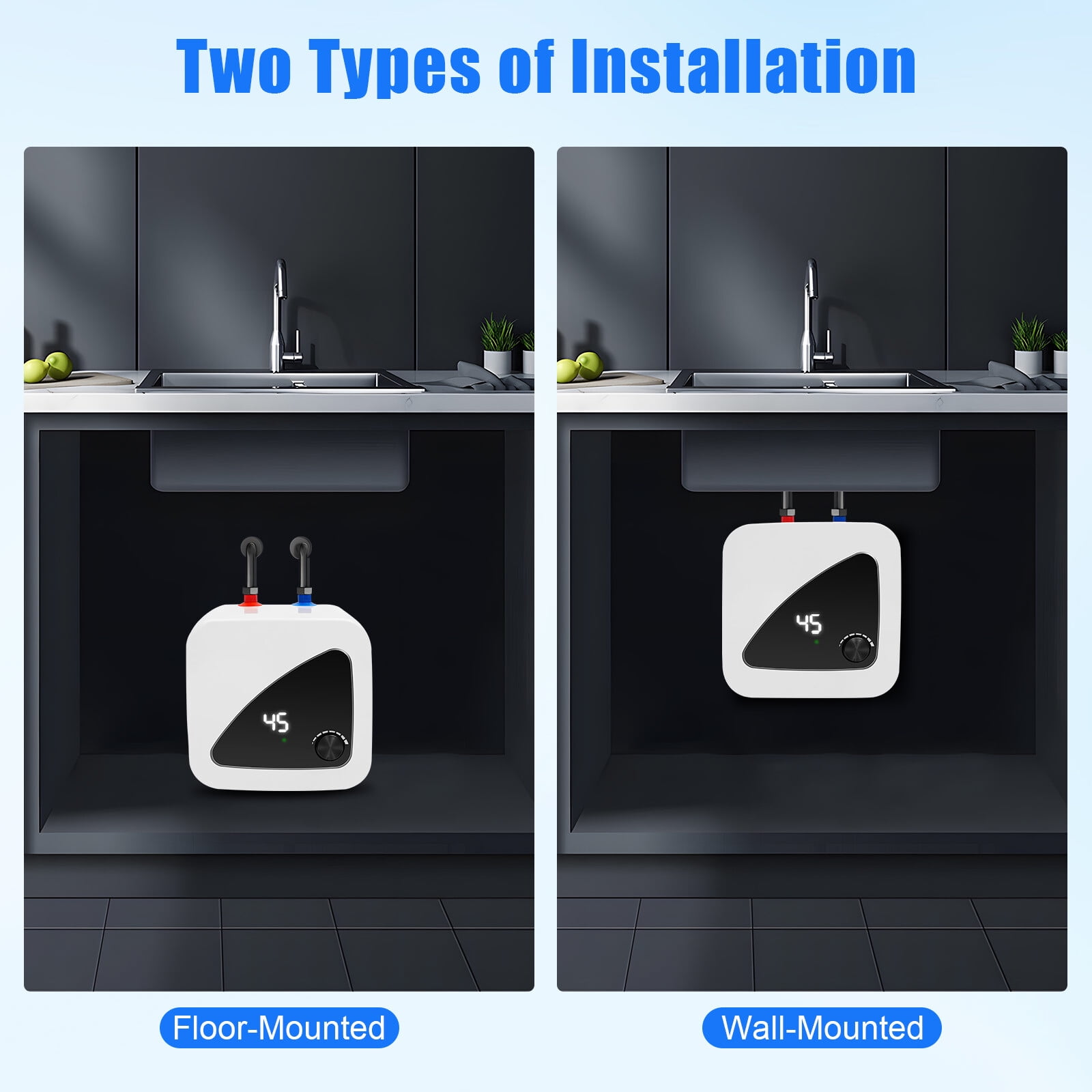 1500W 8L Electric Instant Hot Water Heater Tank On Demand Bathroom Shower Sink Mini Water Heater for RV Kitchen Bathroom
