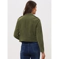 thumbnail image 3 of Chaquetas de Pana para Mujer Chaqueta de Motocicleta con Cremallera y Solapa con Muescas ejercito verde XS, 3 of 4