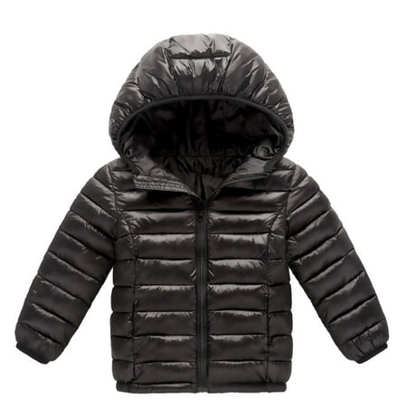 

Kids Boys Girls Warm Cotton Padded Jacket Autumn Winter Children Light Down Cotton Clothes Black Child Leisure Outwear