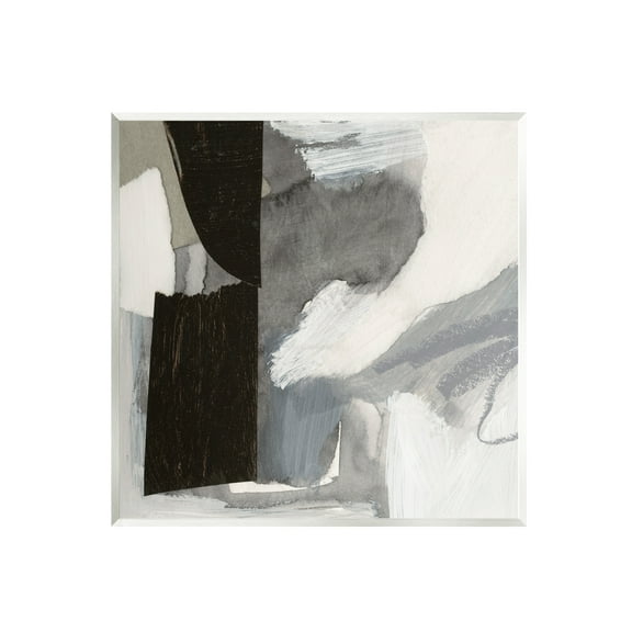 Stupell Industries Bold Black Shapes Layered Abstract Fluid Forms Painting Unframed Art Print Wall Art, Design by Victoria Barnes