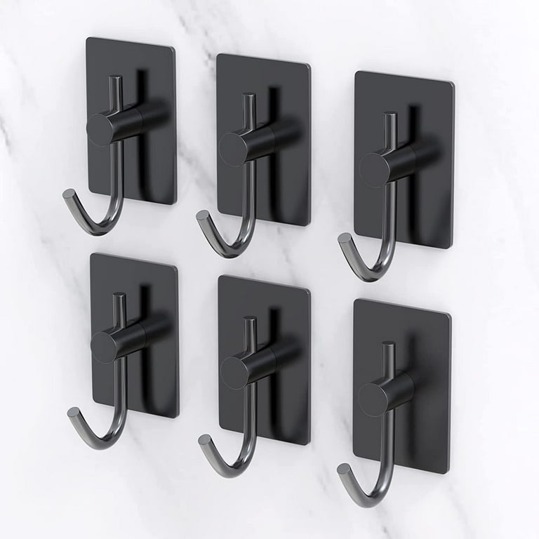 Southwit Matte Black Adhesive Wall Hooks Towel Hooks Heavy Duty No Drill  Stick on Wall Hangers Shower Hooks for Inside Shower Bathrooms Kitchen  Door-4 Packs 