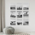 thumbnail image 3 of PixonSign Framed Canvas Print Wall Art Set - Black & White Ocean Seaside Posters - Set of 9 Travel Coastal Photography Modern Art Minimal Wall Décor for Living Room, Bedroom - 12"x16" White, 3 of 5