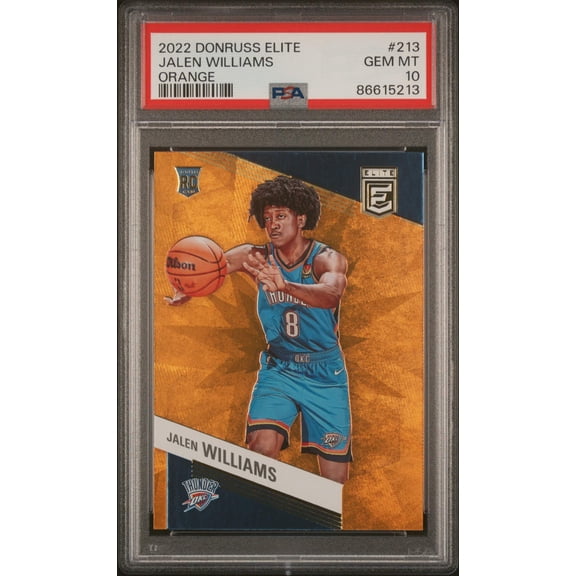 Graded 2022 Panini Donruss Elite Jalen Williams #213 Orange Rookie RC Basketball Card PSA 10 Gem Mint