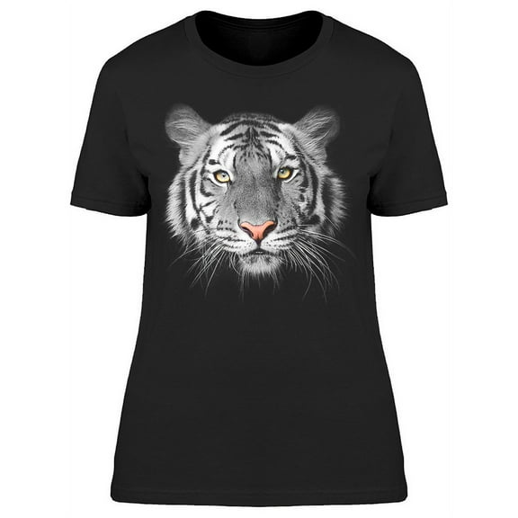 Design White Tiger Head Pink Eye T-Shirt Women -Image by Shutterstock, Female Large