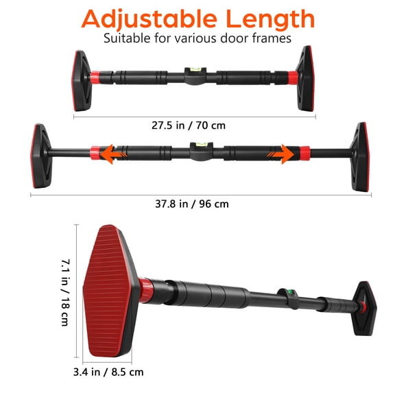 No Drill Pull Up Bar Adjustable Width 27.5-37.8", Doorway Mount Chin Up Bar for Home Gym Exercise