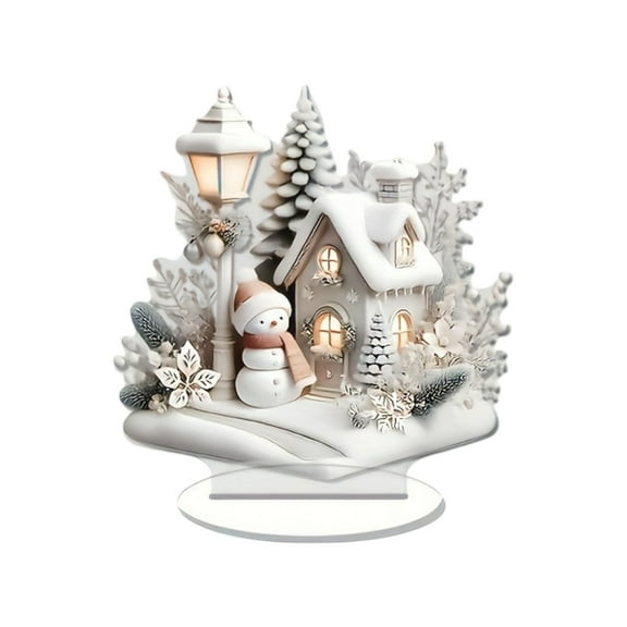 7.09Inch Christmas Houses Village, Gingerbread Christmas House Decorations, 2D Acrylic Christmas Village Decor, Christmas Cottage for Desktop Decor Bookshelf New Year Holiday Christmas Decorations