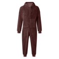 thumbnail image 2 of LNMQLPDBS Kids Fuzzy Sherpa Hooded Onesie Cozy Warm Zip Up Jumpsuit with Pockets Casual Cold Weather Loungewear Daily Soft Comfy Full Body Home Wear, 2 of 6