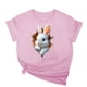 thumbnail image 1 of Tops de Cuello Alto para las Mujeres Amante Impreso Camiseta Cuello Redondo Manga Corta, Poliéster Spandex, 1 of 7