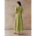 thumbnail image 4 of Elegant Green Eyelet Lace Short Sleeve A-Line Maxi Dress, 4 of 7
