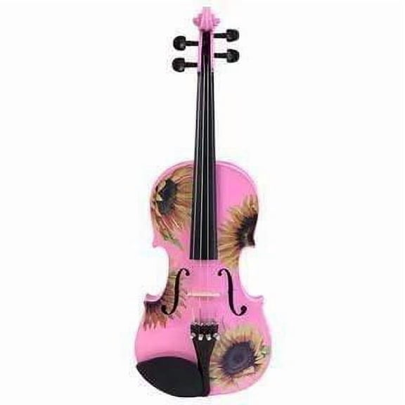 Sunflower Delight Pink Glitter Violin Outfit w Pearl Fine Tuners