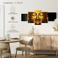 thumbnail image 4 of Elephant Stock Large Buddha Face Wall Art - Horizontal Multi Panel Canvas - 5 Pieceliving Room Wall Decor - Photography Religion And Spirituality Multi Panel - Black And Gray Decor - 29" x 12", 4 of 4