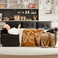 thumbnail image 5 of Reversible Sectional Sofa Couch - 85 in Sleeper Sofa Bed with USB Type C Ports and Cup Holder - L Shaped Couch with Pullout Bed for Living Room - Hidden Storage - Removable Backrest - Black, 5 of 7