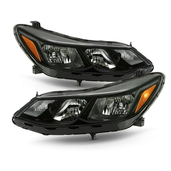AKKON - Fits 2016 2017 2018 2019 Chevy Cruze Sedan [Halogen Type] w/o LED Lamp Black Headlights Pair Left Driver   Right Passenger