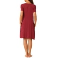 thumbnail image 3 of INSPIRE CHIC Women's Sleepwear Spring Summer Short Sleeves Lounge Nightgown with Pockets XL Wine Red, 3 of 6