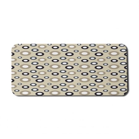Geometric Circle Computer Mouse Pad  Disc Shaped Curve with Interior Hoops on Beige Vintage Inspired  Rectangle Non-Slip Rubber Mousepad X-Large  35  x 15  Gaming Size  Multicolor  by Ambesonne