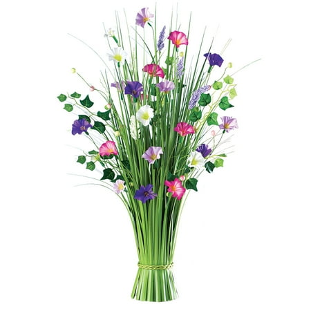 - Artificial Fake Plastic Decorative Floral Spring Grass Bunch Centerpiece, Multi