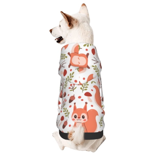 Fotbe Squirrel And Sudadera con Estampado para Perros Pequeños – Suéter con Capucha para Mascotas, Tela Suave de Forro Polar con Bolsillo-X-Large