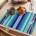 thumbnail image 3 of Mexican Style Placemats Set of 12 Colorful Mexico Stripes Teal Blue Place Mats Indoor Wipeable Table Mats Washable Cloth Dining Table Placemats for Kitchen Holiday Party Home Decor 13x19 Inch, 3 of 9