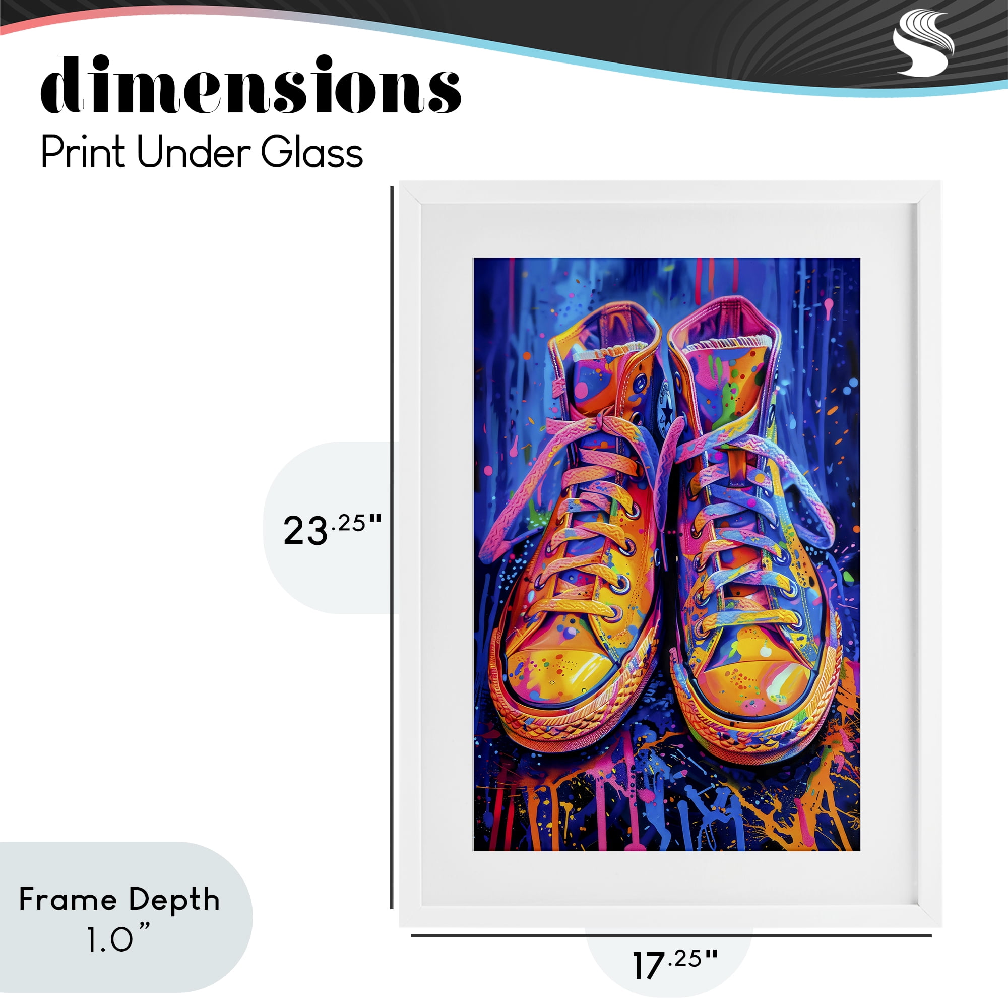 Stupell Industries Moody Converse with Neon Splash White Framed Print Under Glass, design by Creative Studio
