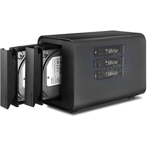 TERRAMASTER D5 Hybrid HDD NVMe Enclosure - USB 3.2 Gen 2 10Gbps Type C 5Bay USB Storage Supports RAID 0/1/Single/JBOD Exclusive 2 3 RAID Hybrid Disk Array (Diskless)