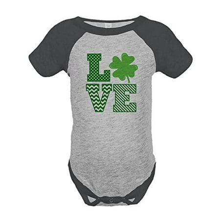 

7 ate 9 Apparel Baby s St. Patricks Day Grey Raglan Onepiece Newborn