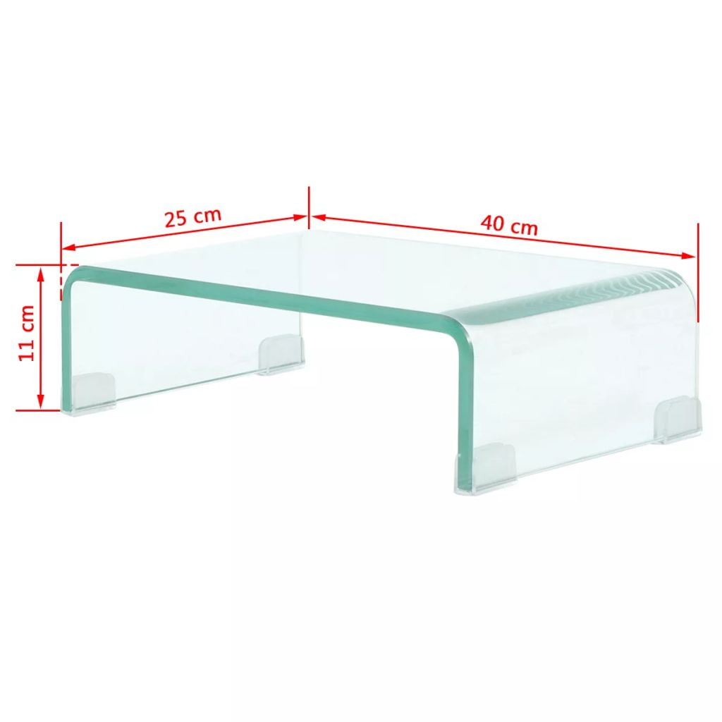 Kepooman Modern Rectangle Clear Glass Stand & Riser Laptop Stand for Bedroom, 15.7" x 9.8" x 4.3", Transparent Kepooman Modern Rectangle Clear Glass Stand & Riser Laptop Stand for Bedroom, 15.7" x 9.8" x 4.3", Transparent