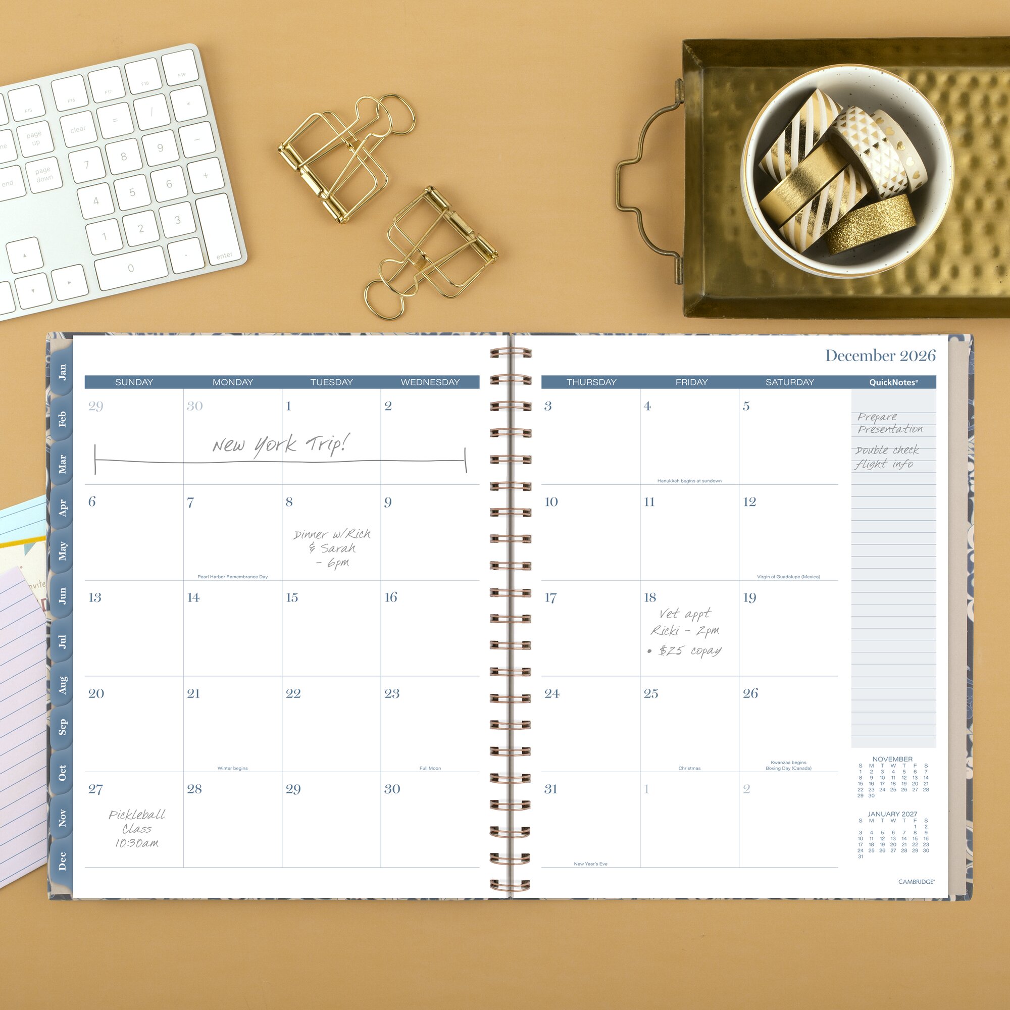 Cambridge Elizabeth 2026 Weekly Monthly Planner Large 8 12 x 11 - Regular Year