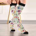 thumbnail image 5 of FORMRS Womens Knee High Socks Casual Long Thick Travel Daily Wear, 2 Pairs, Purple Cartoon Animals, 5 of 6