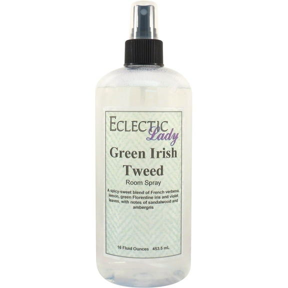 Green Irish Tweed Room Spray by Eclectic Lady, 16 Ounces, Fragrant Aromatic Room Mist For Home, Room, Office