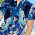 thumbnail image 2 of Camisa de manga corta con botones y solapa con patrón de rombos, blusa de moda para verano XL, 2 of 5